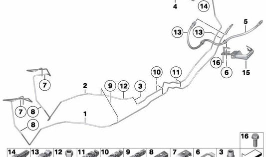 Mangueira de freio OEM 34306786337 Para BMW E89 Z4. BMW original.