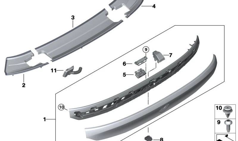 Spoiler lateral izquierdo OEM 51627423547 para BMW Serie 6 GT (G32). Original BMW.