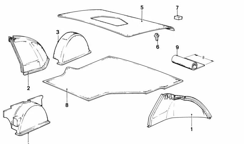 Alfombrilla para el maletero para BMW E23 (OEM 51471904440). Original BMW.