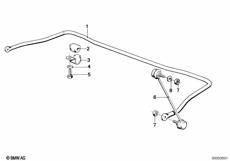 Cojinete de Goma Estabilizador para BMW Serie 5 E28, Serie 6 E24 (OEM 31352226001). Original BMW