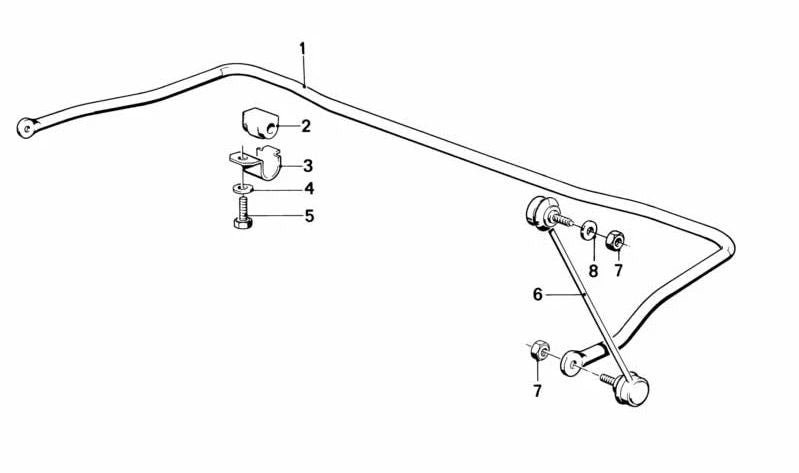 Soporte de goma estabilizador OEM 31351126221 para BMW E28. Original BMW.