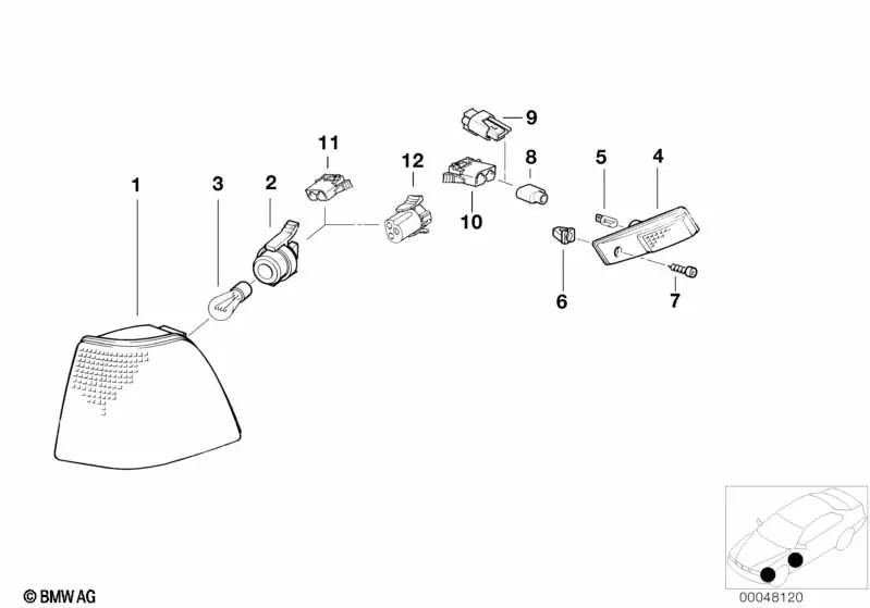 Right turn signal light for BMW 3 Series E36 (OEM 63138353278). Original BMW