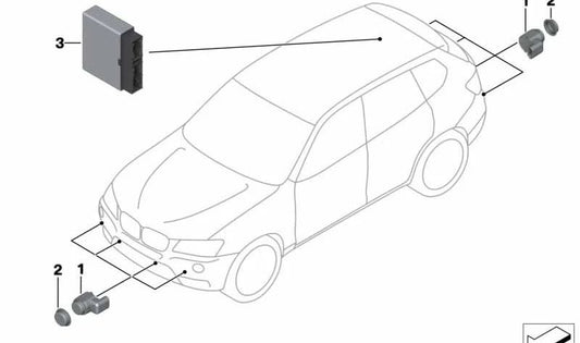 Jatoba ultrasonic sensor for BMW 5 Series F07, F10, F11, F18, 6 Series F06, F12, F13, 7 Series F01N, F02N, F04, X3 F25, X5 E70, X6 E71 (OEM 66209297700). Genuine BMW