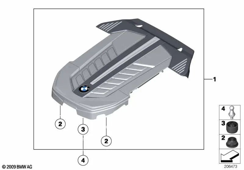 Akustikschutzhaube für BMW 7er F01, F02 (OEM 13717566413). Original BMW.