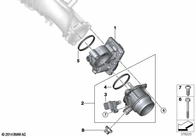 Junta toma de mariposa para BMW F52, F45, F45N, F49 (OEM 11618617074). Original BMW.