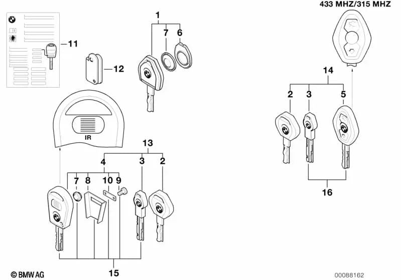 Pila de botón para BMW E36, E46, E34, E39, E38, E53, E85, E86, E52 (OEM 51218201226). Original BMW.