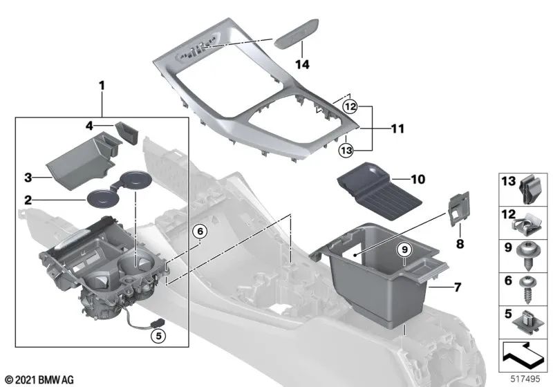 Alfombrilla para portavasos para BMW X3 F97, G01, G08, X4 F98, G02 (OEM 51169363804). Original BMW.