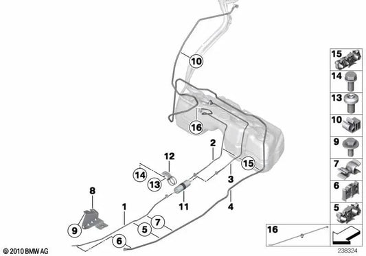 Distancial para BMW X3 F25, X4 F26 (OEM 16117241844). Original BMW.