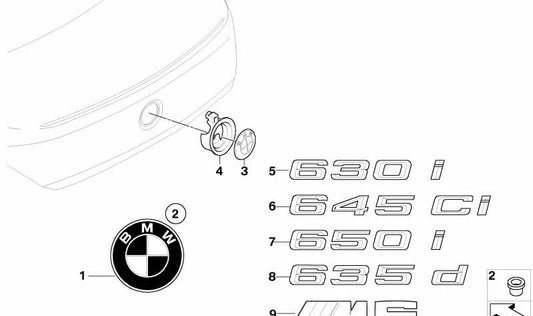 Logo for BMW 6 Series E63N, E64N (OEM 51147196551). Genuine BMW