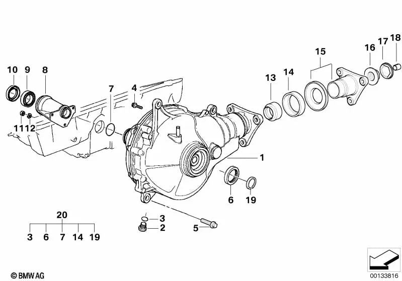 Sello de eje para BMW E34 (OEM 31521212634). Original BMW.