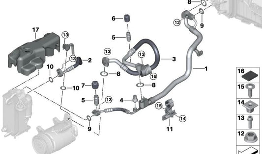 Línea de succión evaporador-compresor para BMW Serie 6 G32, G32N (OEM 64539871857). Original BMW