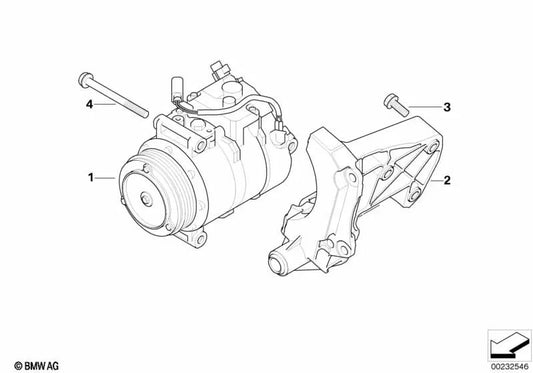 Soporte del Compresor de Aire Acondicionado para BMW E60, E60N, E61, E61N, E65, X3 E83, E83N (OEM 64557792202). Original BMW