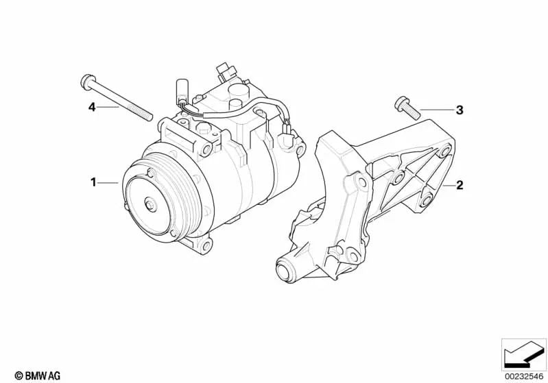 Compresor de aire acondicionado para BMW E90, E90N, E91, E91N, E92, E92N Serie 3, E60, E60N, E61, E61N Serie 5 (OEM 64509180548). Original BMW.