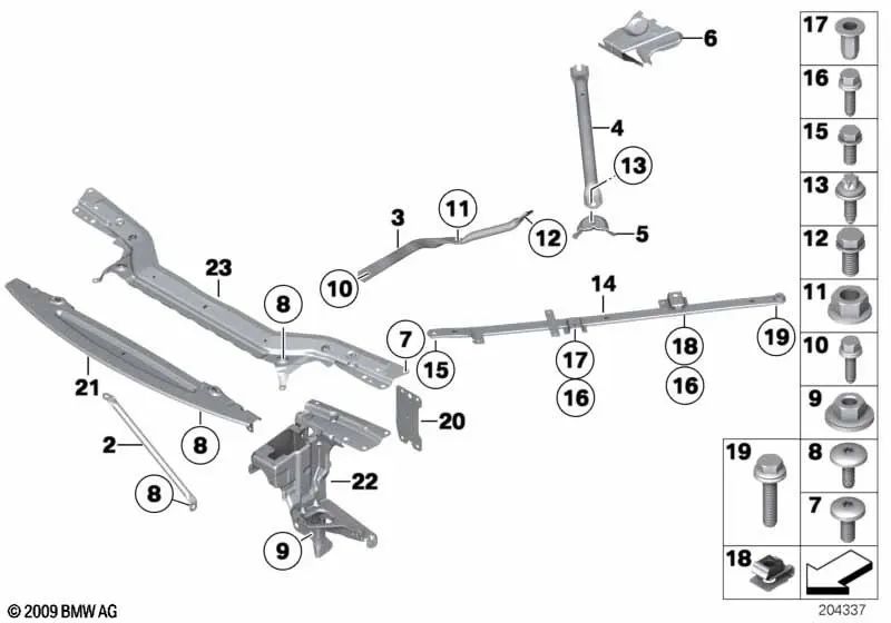 Soporte del eje delantero derecho para BMW Z4 E89 (OEM 51617190996). Original BMW