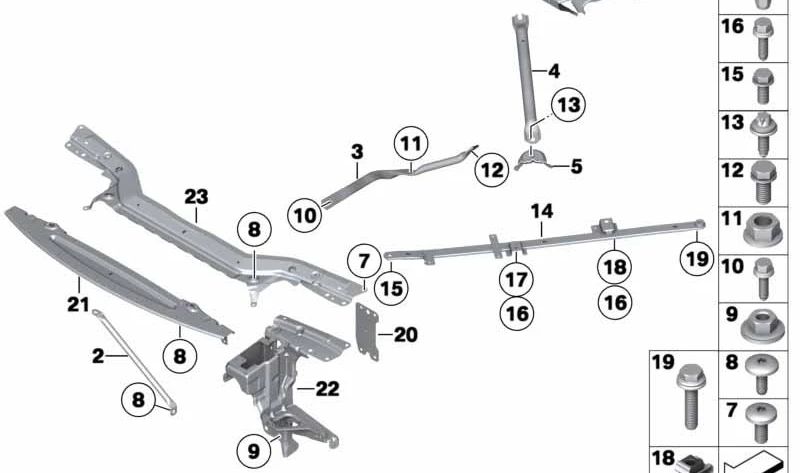 Rinforzo sinistro del telaio dell'asse anteriore OEM 51617190995 per BMW E89. BMW originale.