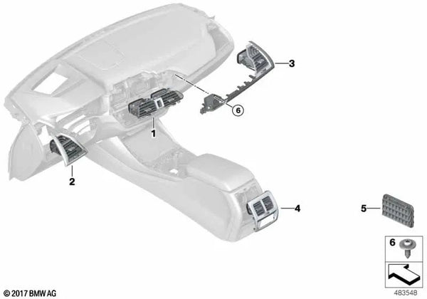 Rejilla de ventilación lateral derecha para BMW X3 G01, G08, G08E, X4 G02 (OEM 64229363440). Original BMW