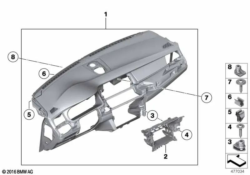 Armaturenbrettverkleidung für BMW 5er F07, F07N (OEM 51459199052). Original BMW.