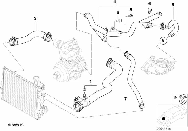 Manguera de agua para BMW E46 (OEM 11537787176). Original BMW.