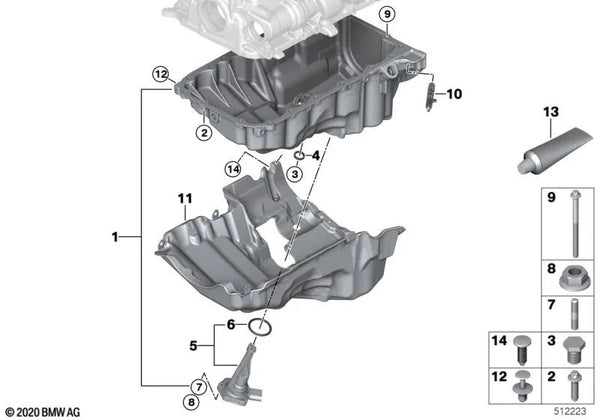 Cubierta Acústica para BMW Serie 5 G30, G31, G38, Serie 6 G32, Serie 7 G11, G12 (OEM 11148571544). Original BMW