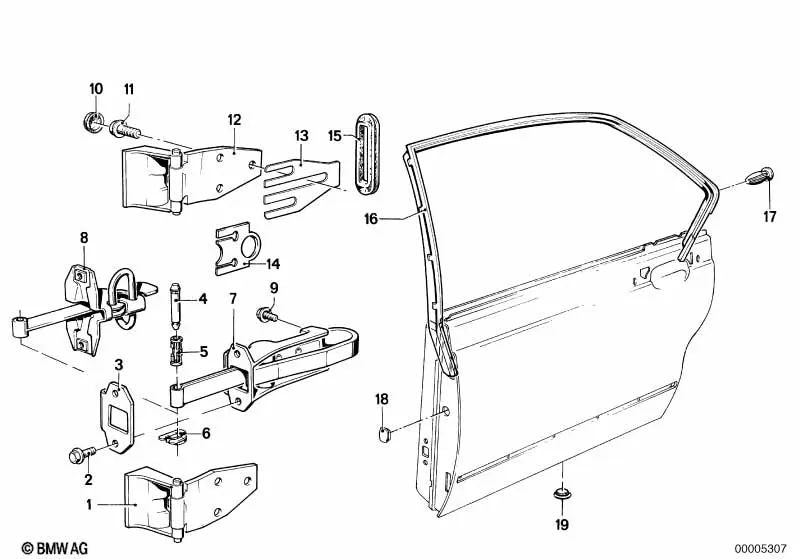 Bisagra izquierda para BMW Serie 7 E23 (OEM 41511873433). Original BMW