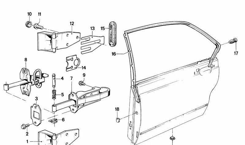 Hinge droite OEM 41511873434 pour BMW E23. BMW d'origine.