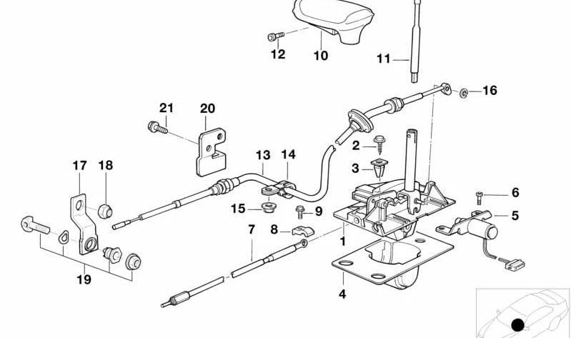 Palanca de cambio automática OEM 24511218936 para BMW E36, E34. Original BMW.