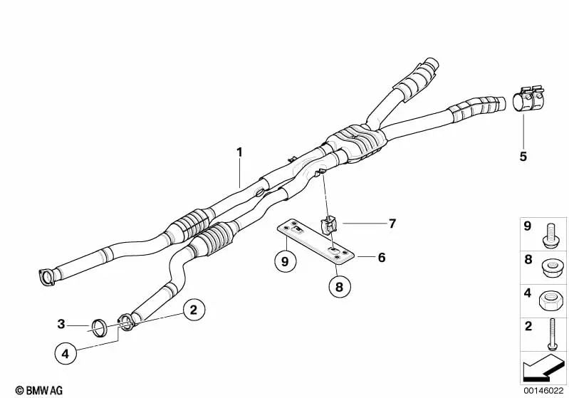 Verbindungsträger para BMW E60, E61N, E63, E64 (OEM 18307836970). Original BMW