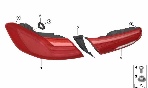 Piloto trasero lateral LED derecho para BMW F91, F92, F93, G14, G15, G16 (OEM 63217445772). Original BMW