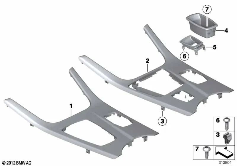 Embellecedor Decorativo Consola Central para BMW F25, F26 (OEM 51169302220). Original BMW