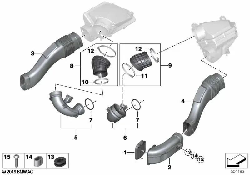 Conducto de aire limpio para BMW F95, F96 (OEM 13718091475). Original BMW