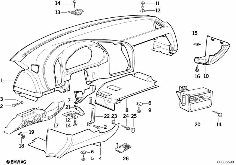 Linke Abdeckung für BMW 3er E36 (OEM 51458167659). Original BMW.