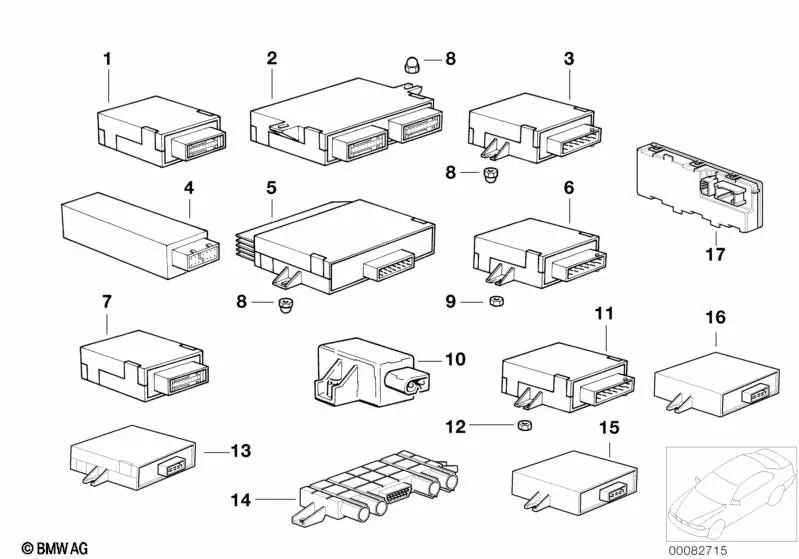 Trailer module for BMW E39, E38 (OEM 61358352406). Genuine BMW.