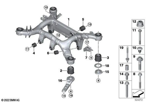 Soporte derecho para BMW F90, G30, G31, G38, G32, G11, G12, F91, F92, F93, G15, G16 (OEM 33316878218). Original BMW