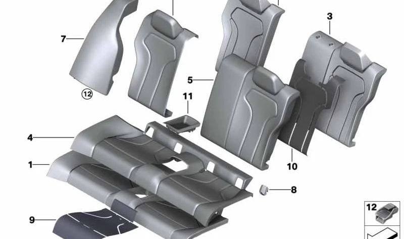 Funda Asiento Cuero Trasero para BMW Serie 4 F82, F82N (OEM 52208058175). Original BMW