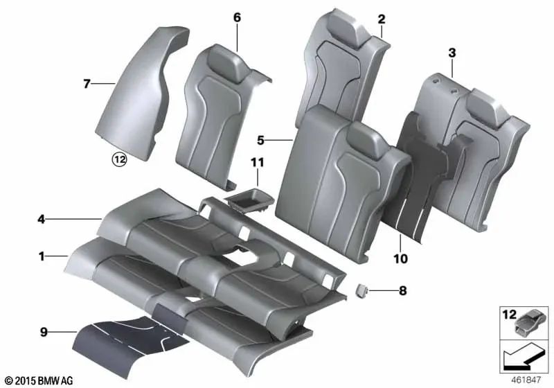 Mittelkissen für den linken Sitz für BMW F82 (OEM 52208058381). Original BMW