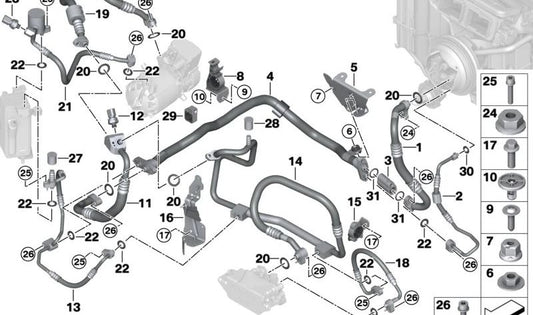 Low Pressure Sensor for BMW G26E, G26F, G60, G61, G68, G70, I20, U11, U12, U10, G08E, G08F, Mini U25 (OEM 64539875531). Original BMW