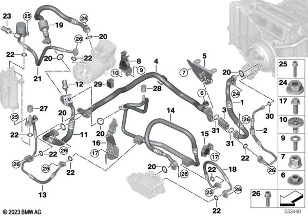 Tubería de refrigerante Doble para BMW I20 (OEM 64505A01C89). Original BMW.