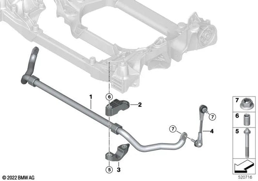 Upper stabilizer support for BMW G60, G70 (OEM 31356898105). Genuine BMW