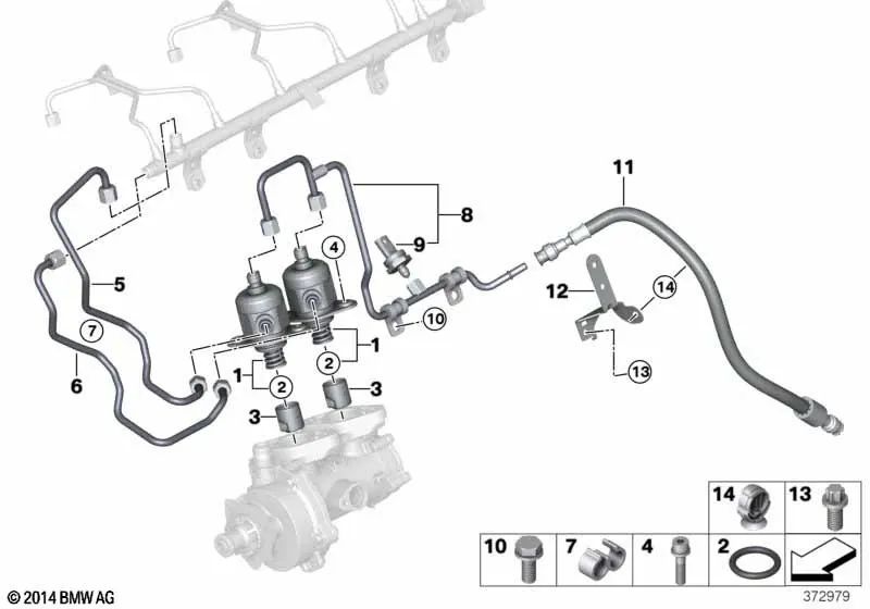 Hochdruckrohr für BMW 2er F87N, 3er F80, F80N, 4er F82, F83 (OEM 13537848562). Original BMW