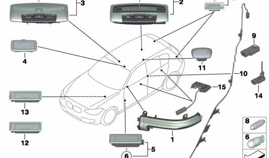 Luce interna anteriore per BMW Series 1 F20, F21 (OEM 63319277925). BMW originale