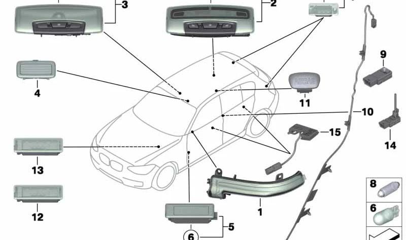 Módulo LED Tirador de Puerta para BMW Serie 1 F20, F21, Serie 2 F22, F23, F87 (OEM 63319237712). Original BMW