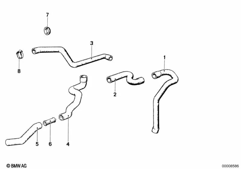 Manguera de agua para BMW E23 (OEM 64211363936). Original BMW