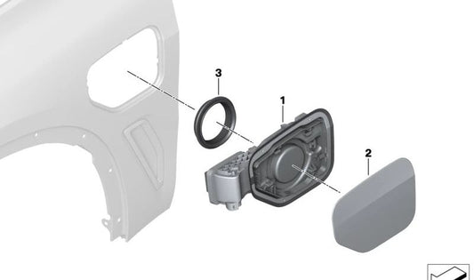 Tapa de carga sin pintar OEM 41009880943 para BMW X2 (F39). Original BMW.
