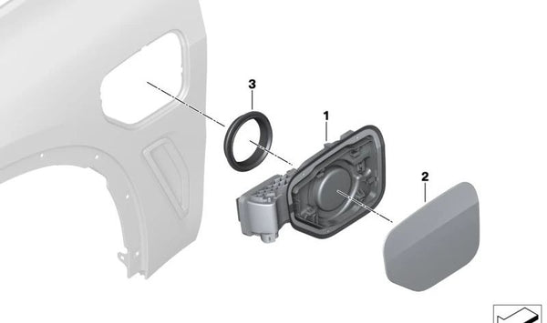 Tapa de carga sin pintar OEM 41009880943 para BMW X2 (F39). Original BMW.