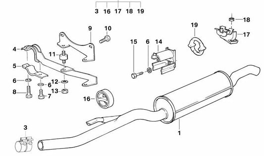 Soporte Sistema de Escape para BMW E34 (OEM 18212244040). Original BMW