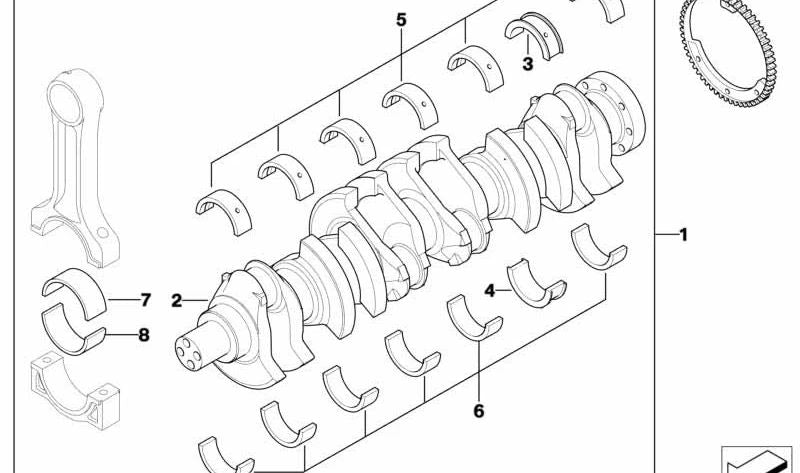 Cigüeñal original OEM 11212246862 para BMW E46, E39, E38, E53. Original BMW.