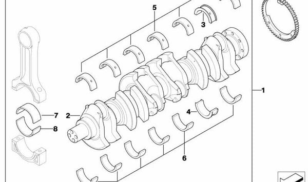 Cigüeñal original OEM 11212246862 para BMW E46, E39, E38, E53. Original BMW.