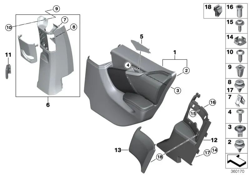 Seitenverkleidung hinten links für BMW I01, I01N (OEM 51477362581). Original BMW