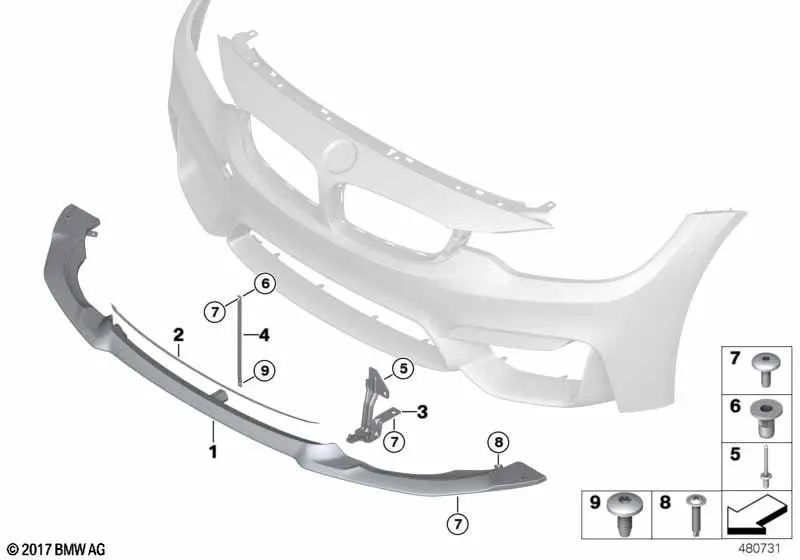 Soporte para Frontsplitter para BMW F82, F82N (OEM 51118066630). Original BMW