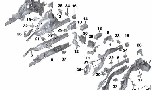 Pasarruedas trasero mitad interior derecha para BMW Serie 2 F22, F87 (OEM 41007299612). Original BMW.